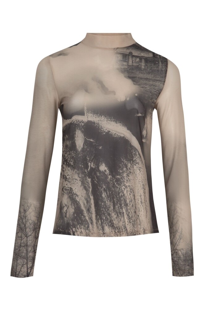 Curate - Don't Get Messy Top - Beige Print - Image 4