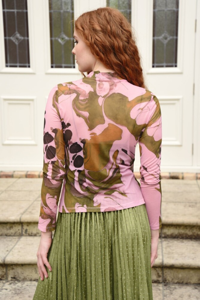Curate - Don't Get Meshy Top - Pink and Khaki - Image 3