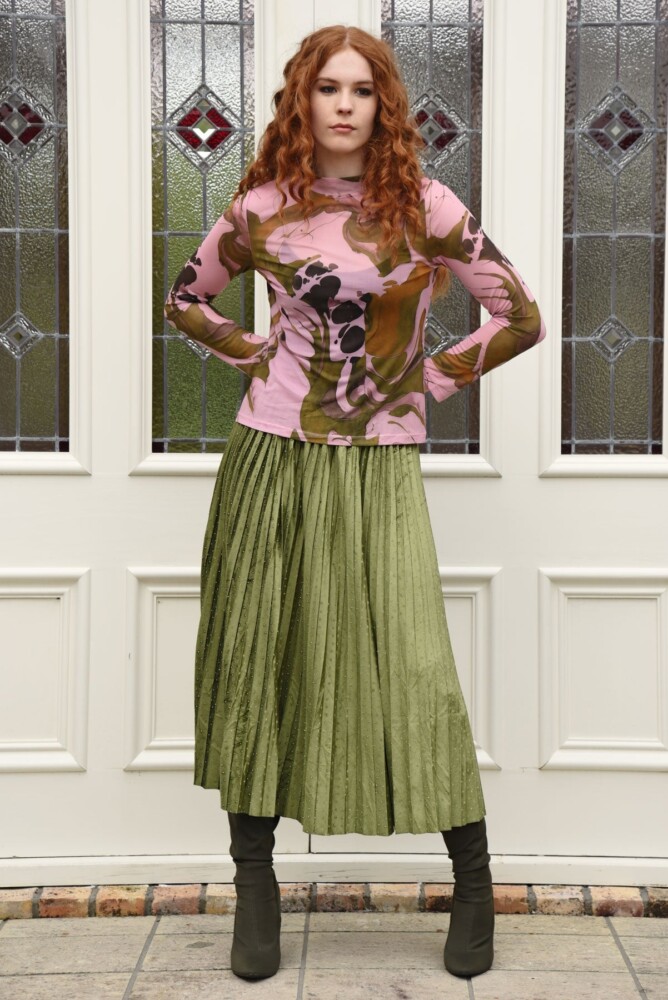 Curate - Don't Get Meshy Top - Pink and Khaki - Image 5
