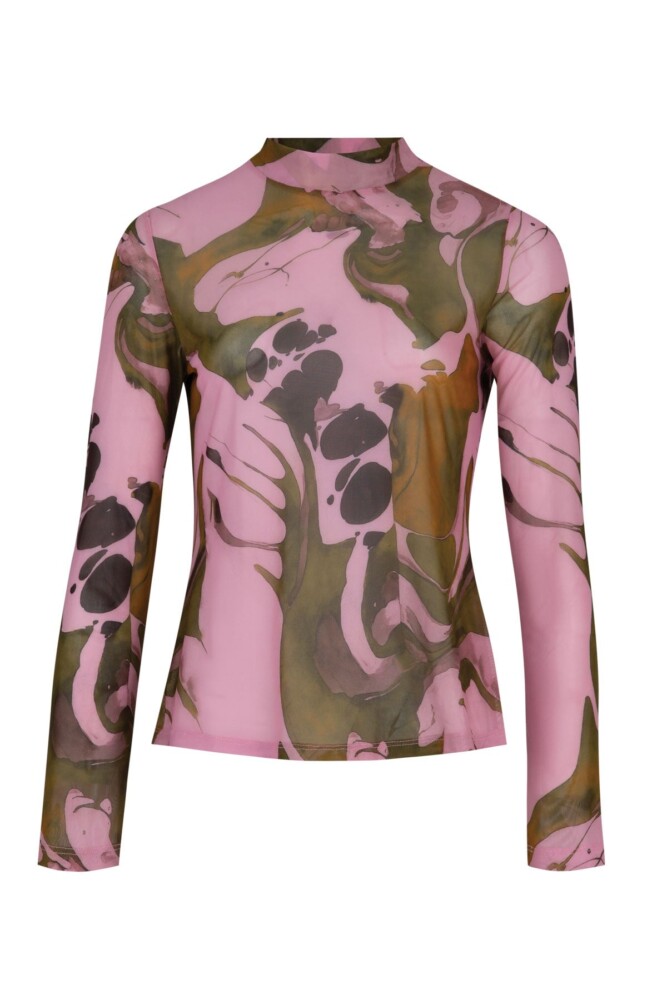 Curate - Don't Get Meshy Top - Pink and Khaki - Image 6