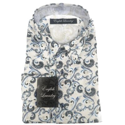 English Laundry - White and Blue Multi Shirt - Long Sleeve