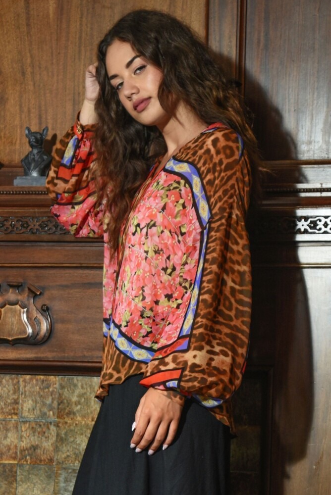 Curate - A Fresh Take Blouse - Pink Leopard - Image 2