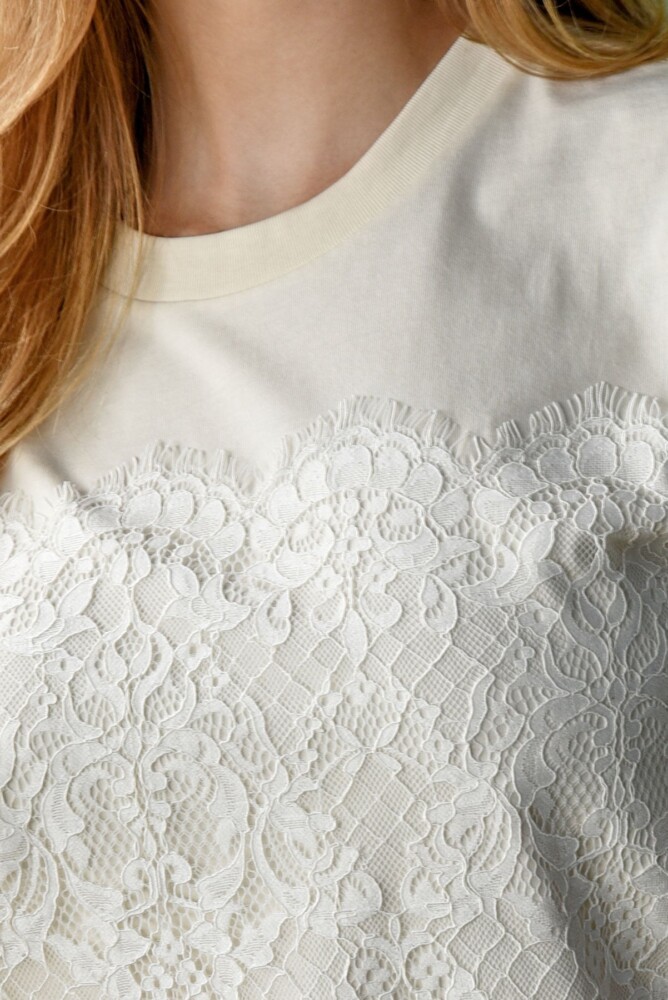 Cooper - Just to Save Lace T-shirt - Cream - Image 4