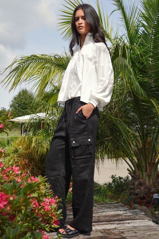 Coop - Linen On The Edge Trouser - Black - Image 2