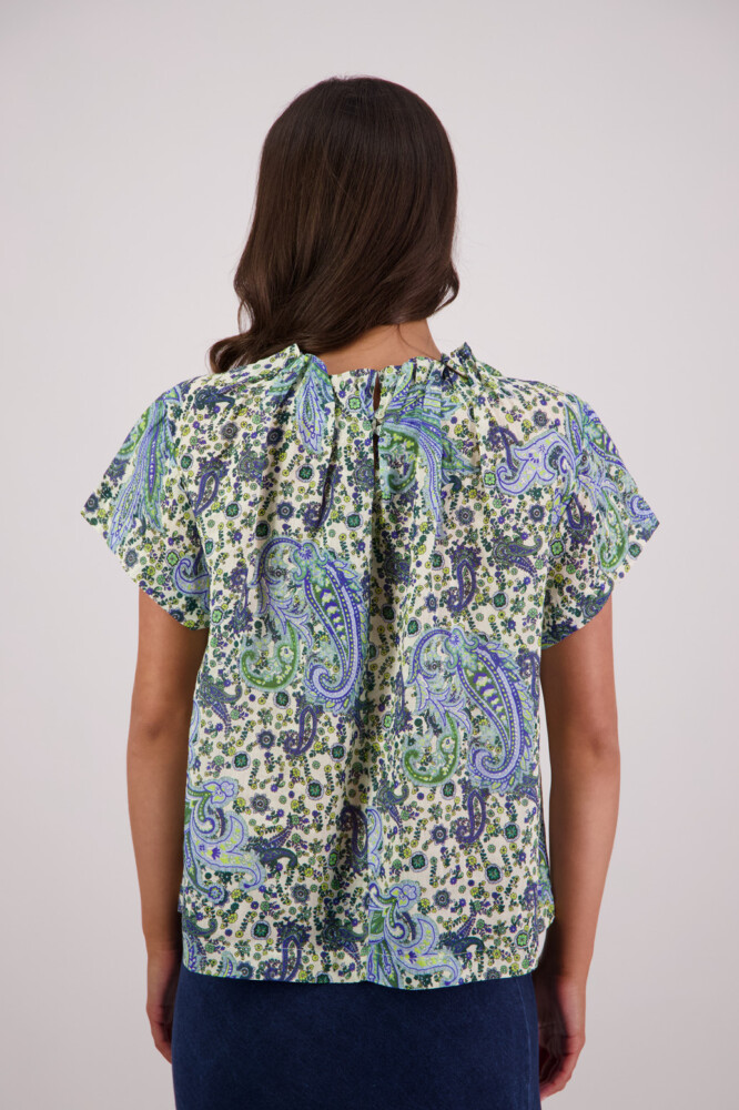 Briarwood - Pia Blue Paisley Ramie Top - Image 4