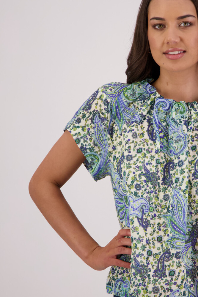 Briarwood - Pia Blue Paisley Ramie Top - Image 3