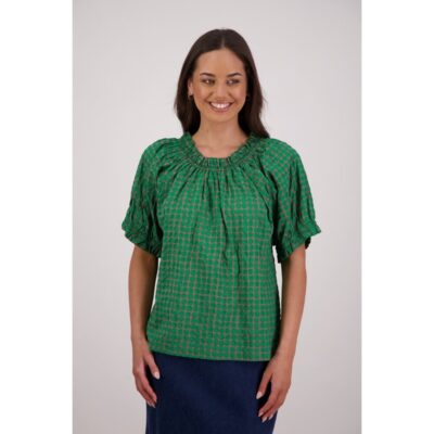 Briarwood - Tammy Grey and Green Top