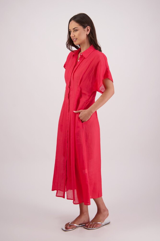 Briarwood - Toni Red Shirt Ramie Dress - Image 2