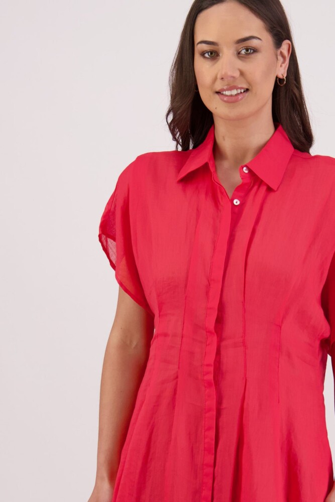 Briarwood - Toni Red Shirt Ramie Dress - Image 4