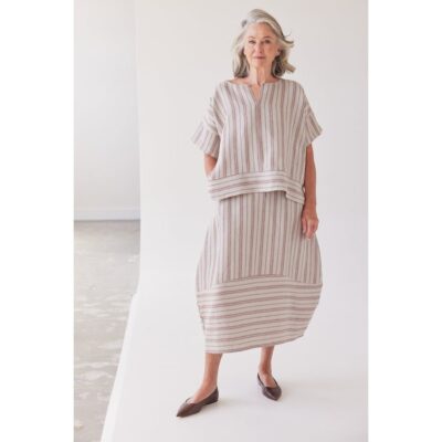 Eva's Sunday - Finlay Boxy Top - Brick Stripe