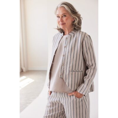 Eva's Sunday - Scout Stand Collar Jacket - Navy Stripe
