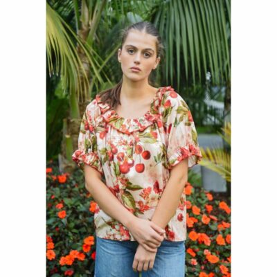 Coop - Frill-Anthropy Top - Cherry Print