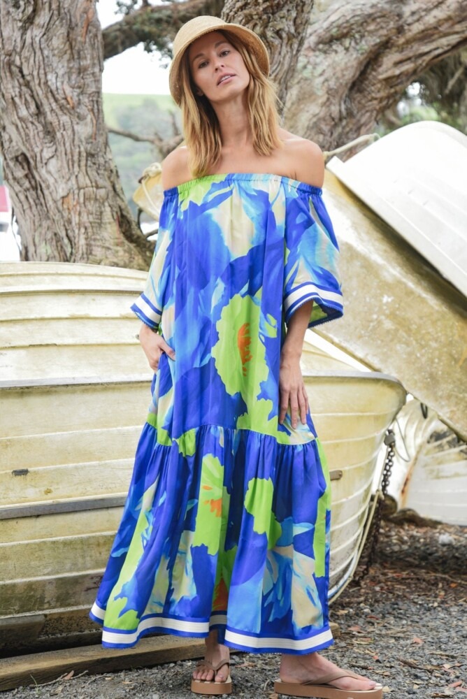Cooper - Solar Eclipse Dress - Blue/Lime - Image 2