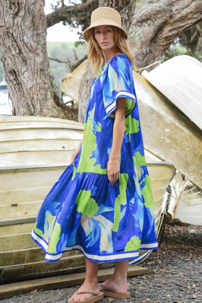 Cooper - Solar Eclipse Dress - Blue/Lime - Image 3