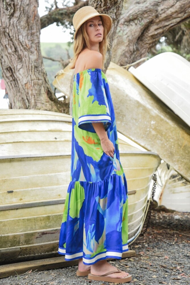 Cooper - Solar Eclipse Dress - Blue/Lime - Image 4