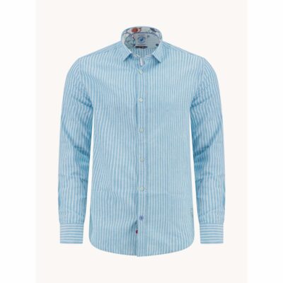 A Fish Named Fred - Shirt Linen Stripe - Light Blue