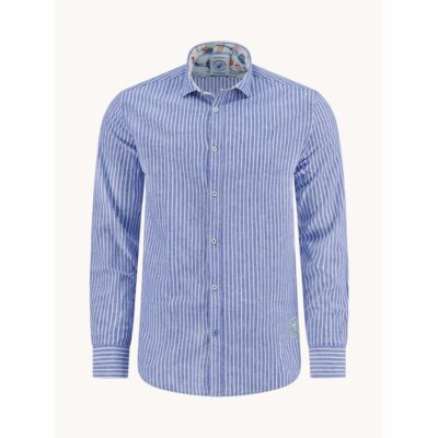 A Fish Named Fred - Shirt Linen Stripe - Blue