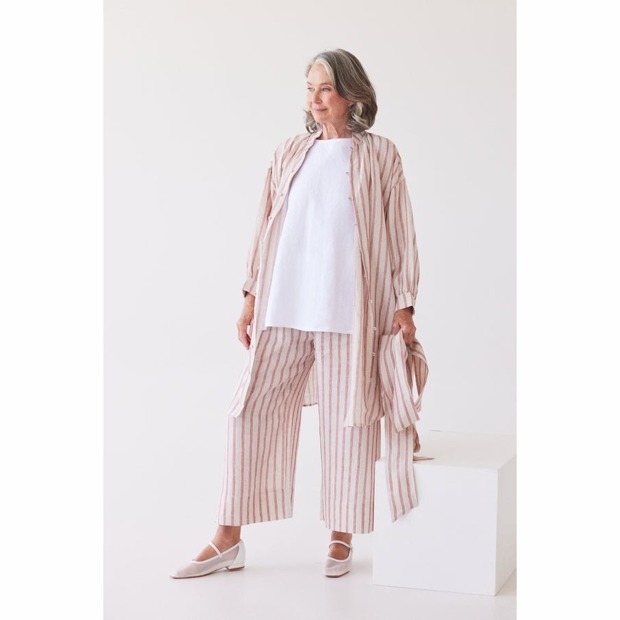 Eva's Sunday - Harper Shirt Dress - Burnt Sienna Stripe