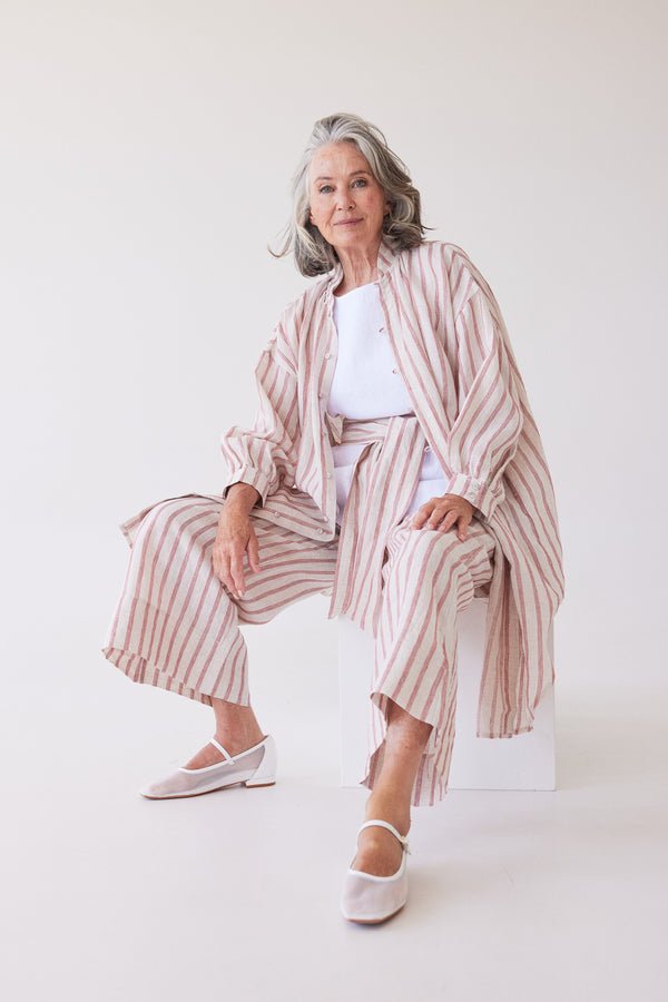Eva's Sunday - Harper Shirt Dress - Burnt Sienna Stripe - Image 3