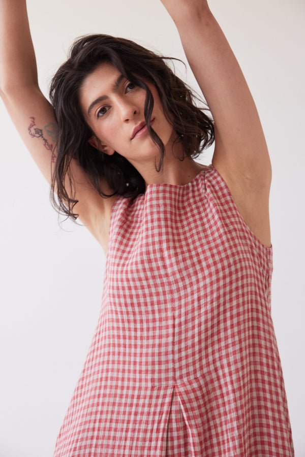 Eva's Sunday - Paloma Sleeveless Dress - Burnt Sienna Gingham - Image 5