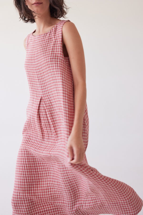 Eva's Sunday - Paloma Sleeveless Dress - Burnt Sienna Gingham - Image 4