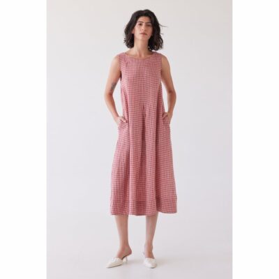 Eva's Sunday - Paloma Sleeveless Dress - Burnt Sienna Gingham