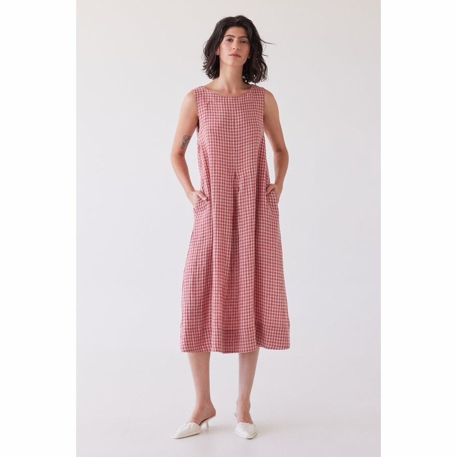 Eva's Sunday - Paloma Sleeveless Dress - Burnt Sienna Gingham