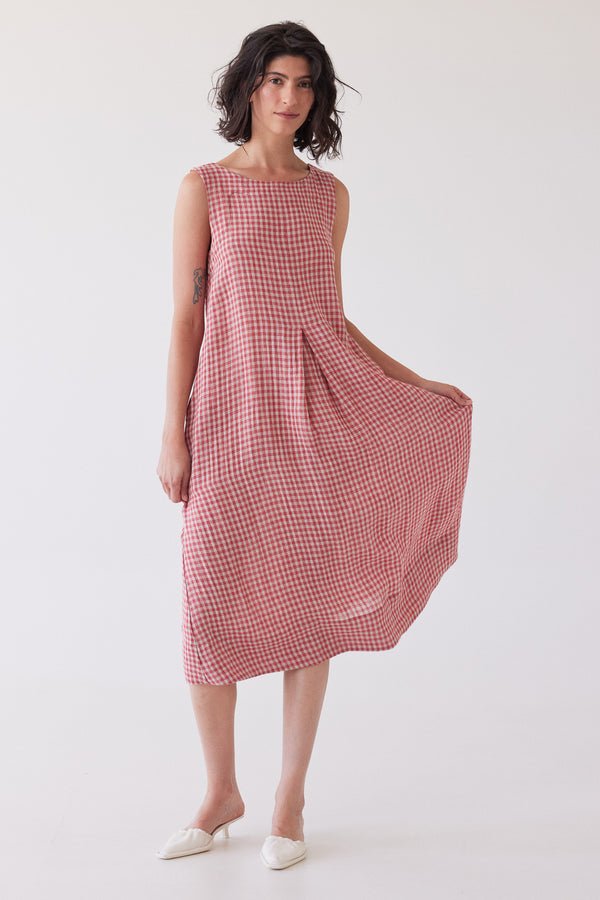 Eva's Sunday - Paloma Sleeveless Dress - Burnt Sienna Gingham - Image 3