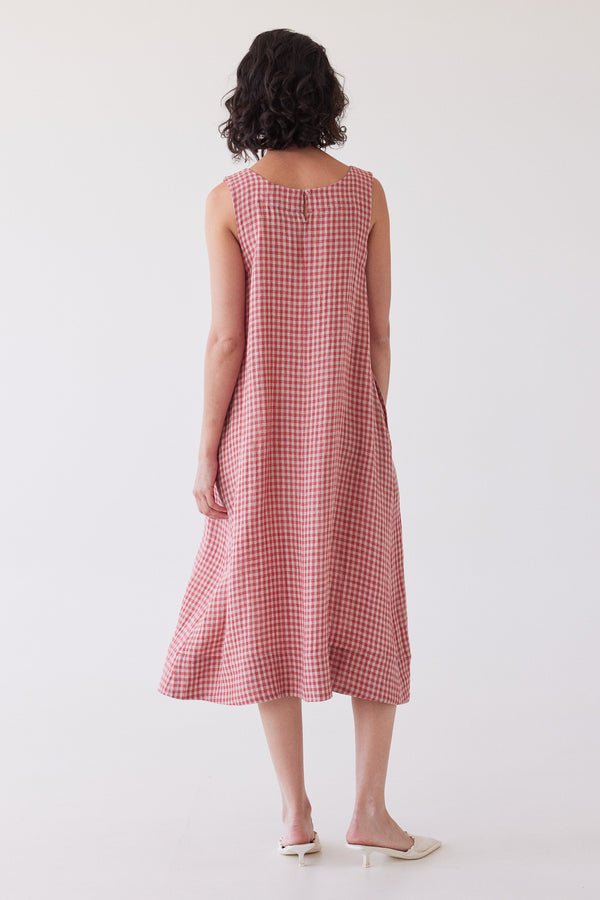 Eva's Sunday - Paloma Sleeveless Dress - Burnt Sienna Gingham - Image 6