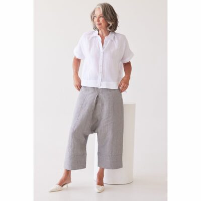 Eva's Sunday - Yuki Drop Crotch Pant - Chambray Stripe